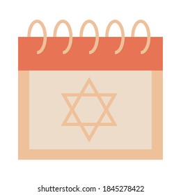 hanukkah, calendar with star reminder festive celebration flat icon vector illustration