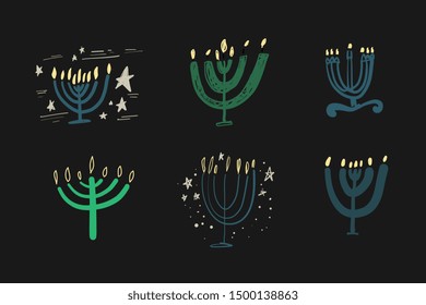 Hanukkah candels set. Hand drawn for your design