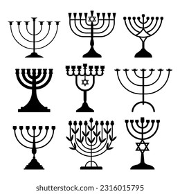 Hanukkah candle holder set silhouette stencil templates svg