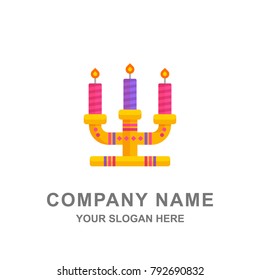 Hanukkah Candle Logo Vector Icon Illustration