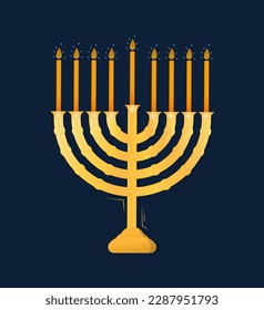 Hanukkah candles concept. Decoration and decor element. Sticker for social networks and messengers. Traditional Jewish religious holiday and festival, Judaism. Cartoon flat vector illustration