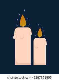 Hanukkah candles concept. Holy holiday and religion. Jewish culture and traditions. Israeli festival. Element and design for greeting and invitation postcard. Cartoon flat vector illustration