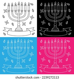 Velas de Hanukkah que dibujan vectores para sitios web, imprenta y otros