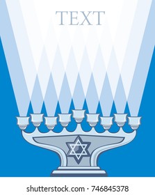Hanukkah candles flat design with long lights. Vector illustration