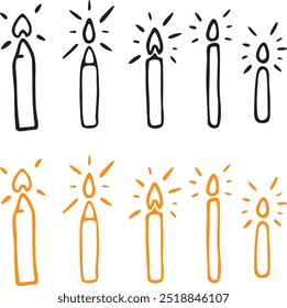 Hanukkah candles. Hand-drawn doodle style illustration clipart icons