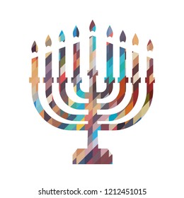 Hanukkah candles icon isolated. Jewish Festival of Lights celebration, festive background with menorah symbol. Happy Hanukkah holiday greeting card template design element. Minimal vector illustration