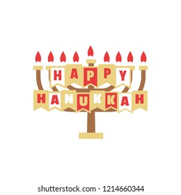 Hanukkah candles icon isolated. Jewish Festival of Lights celebration, festive background with menorah symbol. Happy Hanukkah holiday greeting card template design element. Minimal vector illustration