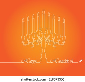 Hanukkah Candles line vector. 