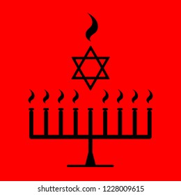 Hanukkah candles with menorah and david star. Festive background