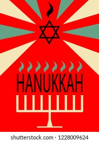 Hanukkah candles with menorah and david star. Festive background
