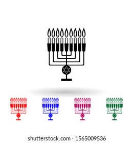 Hanukkah candles multi color icon. Simple glyph, flat vector of hanukkah icons for ui and ux, website or mobile application