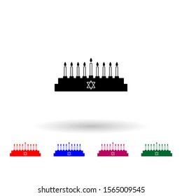 Hanukkah candles multi color icon. Simple glyph, flat vector of hanukkah icons for ui and ux, website or mobile application