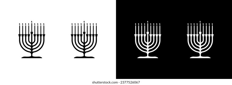 Hanukkah candlestick, on a white and black background.