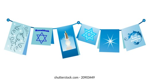 Hanukkah cards on a string