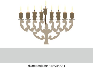 Hanukkah cartoons set. Cute clipart collection of cartoon Hanukkah symbols with smiling faces. Happy Hanukkah banner, template for your design. Hanukkah is a Jewish holiday. Greeting Card with Menorah