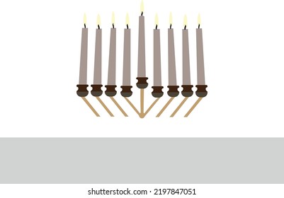Hanukkah cartoons set. Cute clipart collection of cartoon Hanukkah symbols with smiling faces. Happy Hanukkah banner, template for your design. Hanukkah is a Jewish holiday. Greeting Card with Menorah