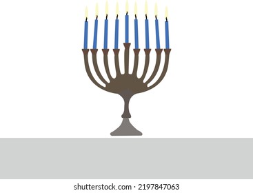 Hanukkah cartoons set. Cute clipart collection of cartoon Hanukkah symbols with smiling faces. Happy Hanukkah banner, template for your design. Hanukkah is a Jewish holiday. Greeting Card with Menorah