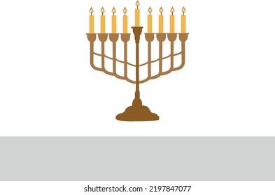 Hanukkah cartoons set. Cute clipart collection of cartoon Hanukkah symbols with smiling faces. Happy Hanukkah banner, template for your design. Hanukkah is a Jewish holiday. Greeting Card with Menorah