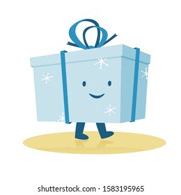 Hanukkah celebration with gift box.
Blue Chanukah giftbox for the Jewish holiday Hanukkah or Chanukah. Cartoon style vector illustration.
