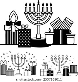 Hanukkah celebration graphic set vector 