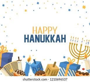 hanukkah celebration with presents and candles decoration