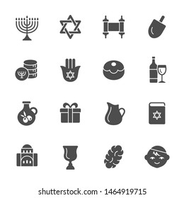 Hanukkah celebration vector icon set