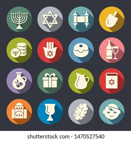 Hanukkah celebration vector icon set