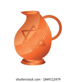 hanukkah, ilustración vectorial del icono clásico del pitcher de cerámica