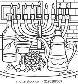 Hanukkah Chalice and Oil Decanter Coloring Page