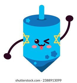 hanukkah character kawaii dreidel toy illustration