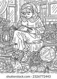 Hanukkah Child Reading the Torah Adults Coloring