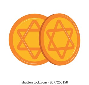 hanukkah coins with star icon