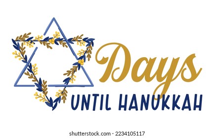 Hanukkah countdown vector print. Jewish holidays illustration 