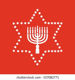 Hanukkah, David star, Jewish holiday symbol. Flat design. Stock - Vector illustration