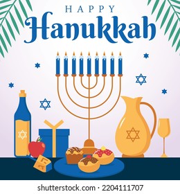 Hanukkah day background in flat design concept