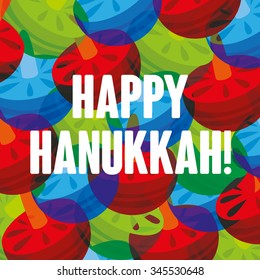 Hanukkah decorated dreidels hanukkah greeting isolated 