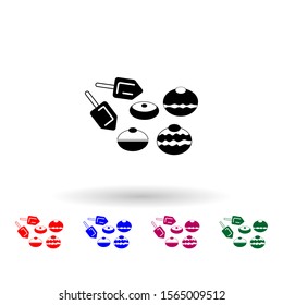 Hanukkah dessert, dreidel multi color icon. Simple glyph, flat vector of hanukkah icons for ui and ux, website or mobile application