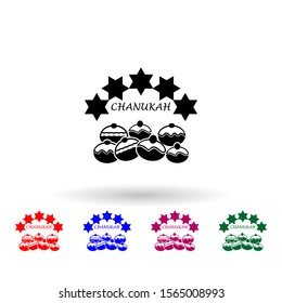 Hanukkah desserts multi color icon. Simple glyph, flat vector of hanukkah icons for ui and ux, website or mobile application