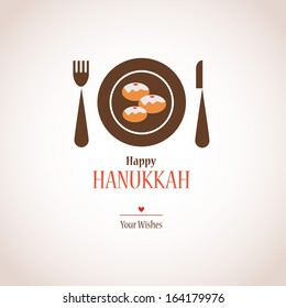hanukkah dinner invitation,  traditional donuts on plate