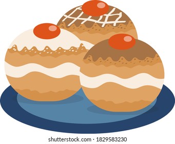 Hanukkah donuts icon flat, cartoon style. Vector illustration