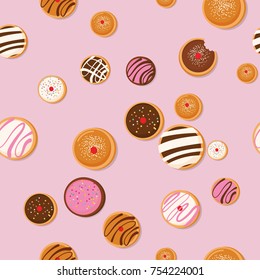 Hanukkah doughnut , Jewish holiday symbol. sweet traditional bake. seamless pattern