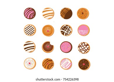 Hanukkah doughnut , Jewish holiday symbol. sweet traditional bake. isolated icons