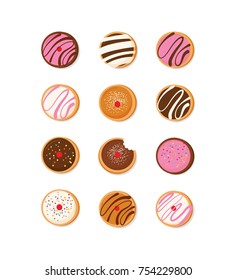 Hanukkah doughnut , Jewish holiday symbol. sweet traditional bake. isolated icons