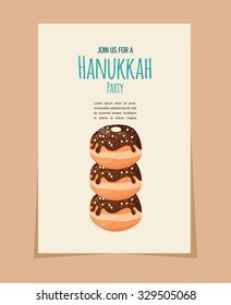 Hanukkah doughnuts . Traditional Jewish holiday food. greeting card or invitation design