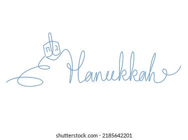 Hanukkah Dreidel.  Continuous Line Art Drawing Vector Illustration. Spinning Top, Sevivon