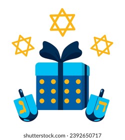 hanukkah dreidel and gifts illustration