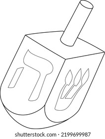 Hanukkah Dreidel Isolated Coloring Page For Kids