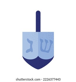 Hanukkah dreidel. Jewish four-sided holiday toy. Vector illustration in cartoon style. Isolated white background