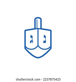 Hanukkah dreidel linear icon. Outline silhouette of spinning top (sevivon). Monochrome logo, vector design element for Jewish holidays