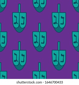 hanukkah dreidel seamless doodle pattern, vector illustration